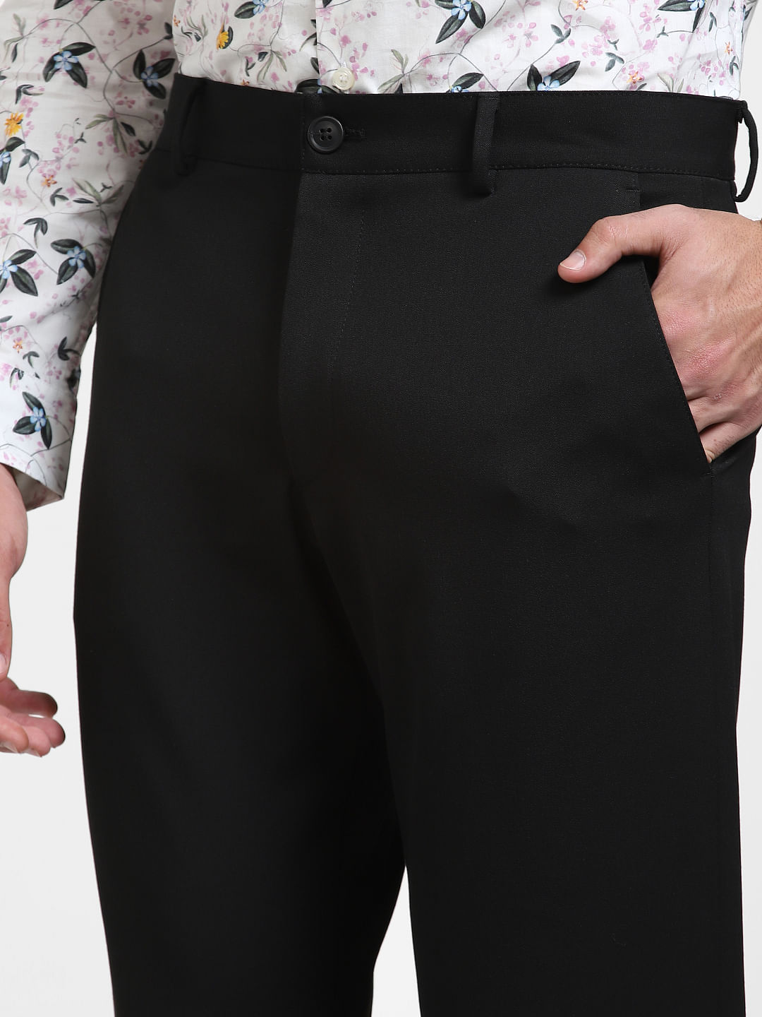 Haoser Men's Slim Fit black formal pants for men , black formal trousers  for men ,Office Pant